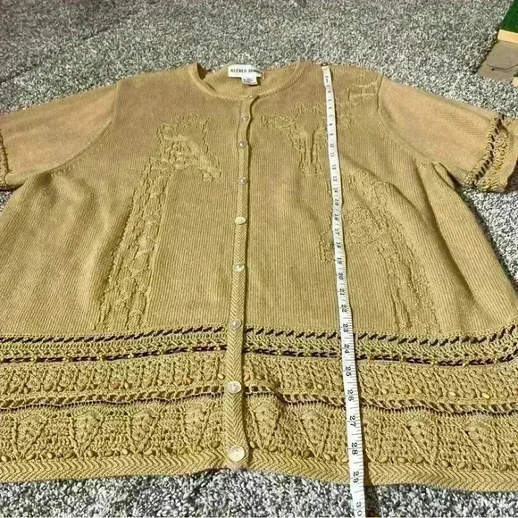 Vintage Alfred Dunner button front cardigan W beaded,  Girafe design Sz 2X - Picture 8 of 10